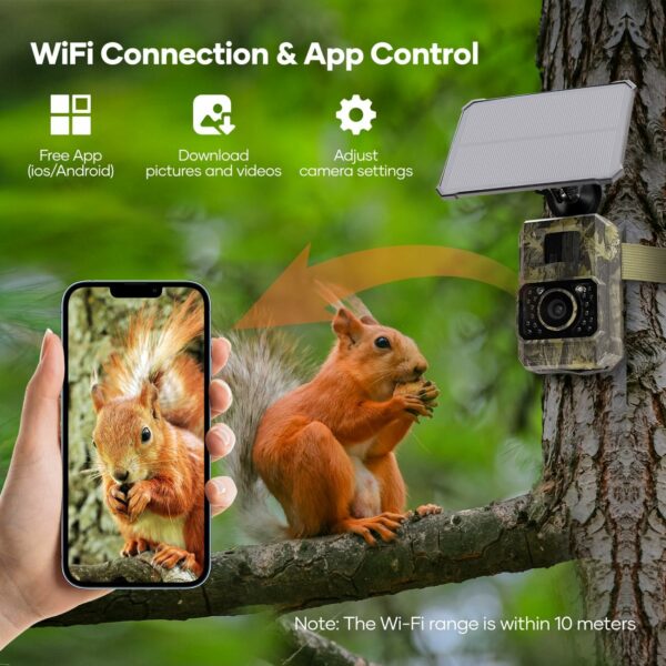 LYNXCAM Camera monitorizare 48 MP 30FPS WiFi Bluetooth FULL HD leduri invizibile ,panou solar - imagine 2