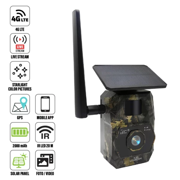 LYNXCAM Camera cu GPS live vision APP 4G LTE video 2K si panou solar - imagine 9