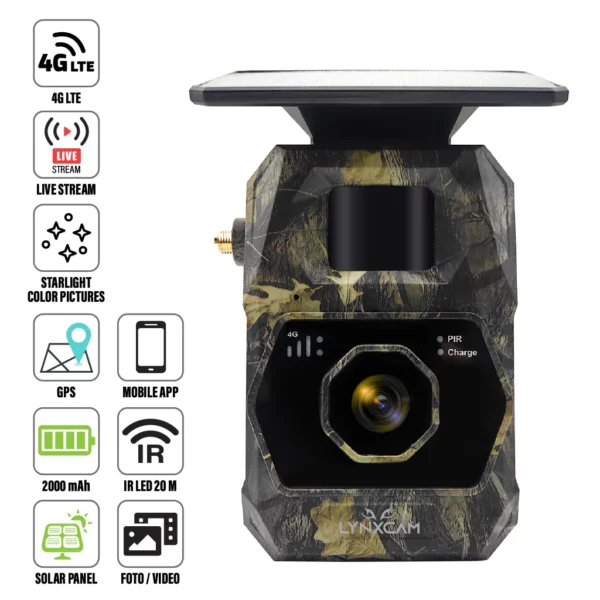 LYNXCAM Camera cu GPS live vision APP 4G LTE video 2K si panou solar - imagine 7