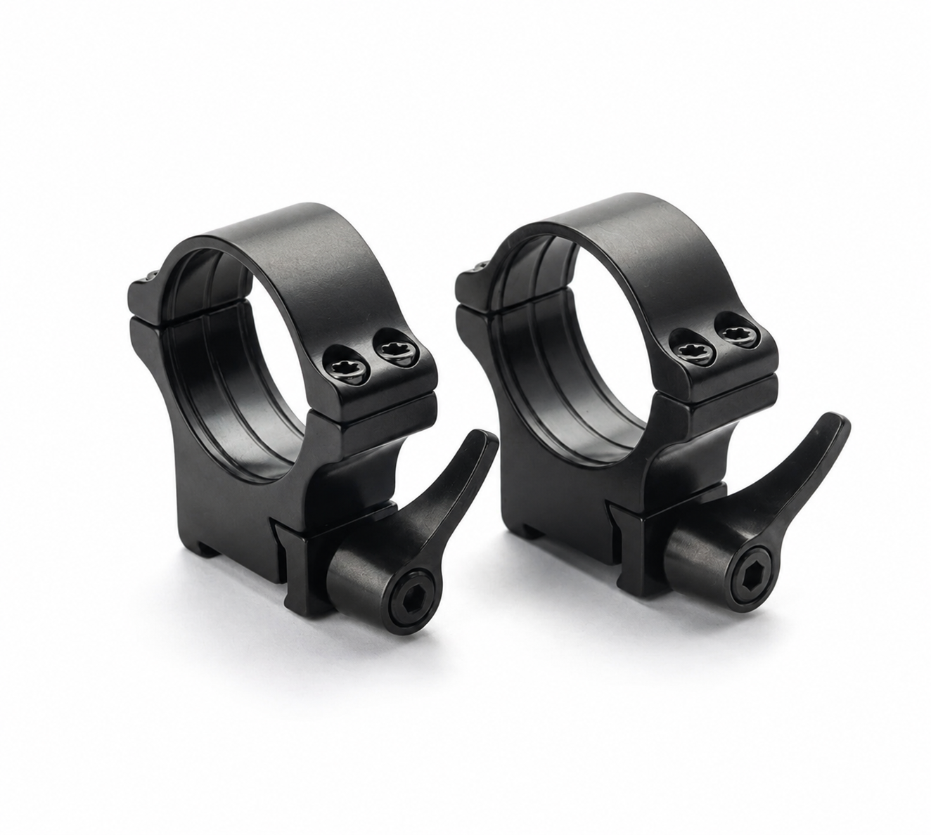 Inele Rusan din oțel cu prindere rapidă, compatibile cu Tikka T3, pentru lunete cu tub de 30 mm, înălțime 15 mm.